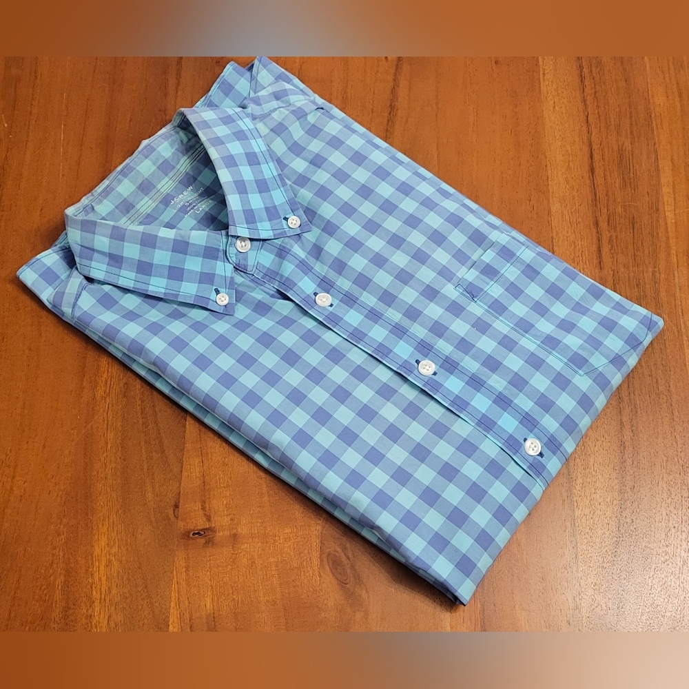 Men's J. Crew Large Plaid Short-Sleeved Button-up Lightweight Shirt